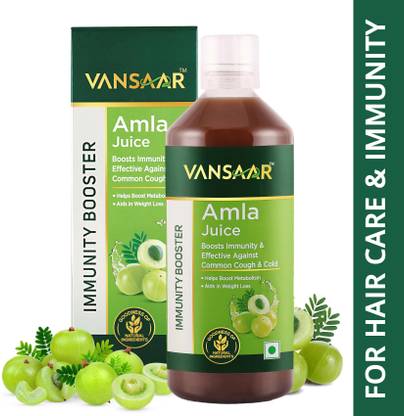 VANSAAR 45+ Ayurvedic Amla Juice for Immunity & Hair Growth- 100% Cold Pressed Wild Amla