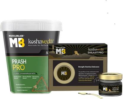 Koshaveda Shilajit Pro by MuscleBlaze, resin, 20g with Prash Pro by MuscleBlaze, 500g