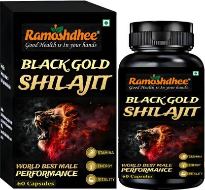 Ramoshdhee Shilajit Black Gold 60 Cap, Boosts Power In 2 Weeks |
