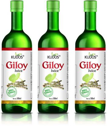 KUDOS Giloy Ras 500ml (Pack of 3) | Giloy Ghanvati Juice for Immunity Booster