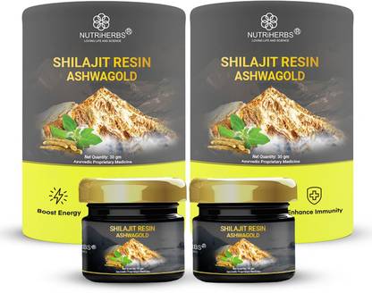 Nutriherbs Shilajit Resin Gold with Ashwagandha (Ashwagold) for Stress Relief & Stamina