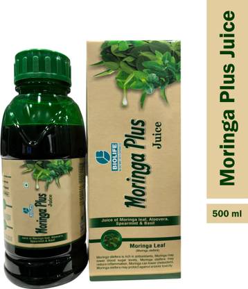 BIOLIFE Moringa Plus Juice | Herbal Blend of Aloe Vera, Spearmint & Basil (500ml each)