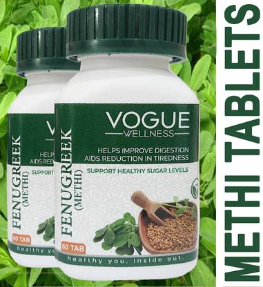 VOGUE WELLNESS Methi Tablet Fenugreek for Healthy Cholesterol & Sugar Levels & Flush Out Toxins