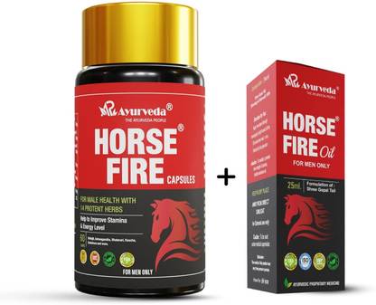 Horse Fire Capsule Pack of 60 & Ayurvedic Massage Oil For Men| Shree Gopal Tail - 25ml