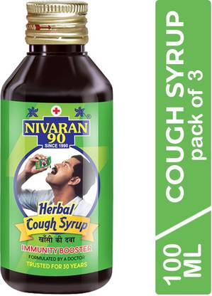 Nivaran 90 Nivaran90 Herbal Cough Syrup Bottle Combo Pack of 3, 100ml (Immediate Relief from Cold & Cough, Fast Acting, Ayurvedic Remedy, Non-Alcoholic and Safe for Children)
