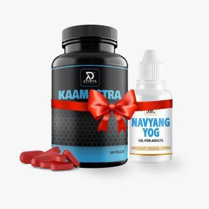 AYUDITA HERBAL SOLUTION Ayurvedic Kaamastra Capsule & Navyang Oil Combo Pack for Your Power Performance
