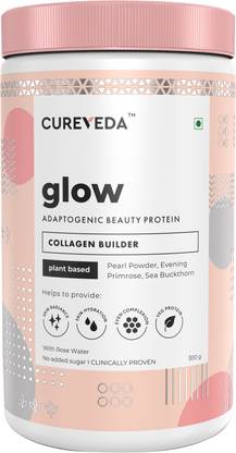 Cureveda Glow Plant Based Collagen Builder Powder for Skin & Hair Anti-Aging Supplement