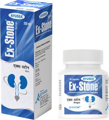 AYUSEA EXSTONE Ayurvedic kidney stone crusher Combo, 30 capsules and 200ml syrup pack
