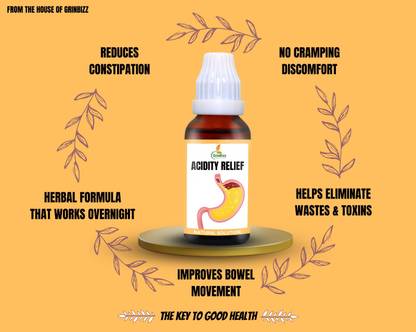 grinbizz Acidity Relief Drop/Quick Relief Constipation & Gastric pain/Boost Digestion
