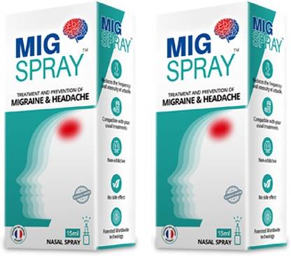 MIGSPRAY Migraine Headache and Stress Relief/Natural Medicated Nasal Spray