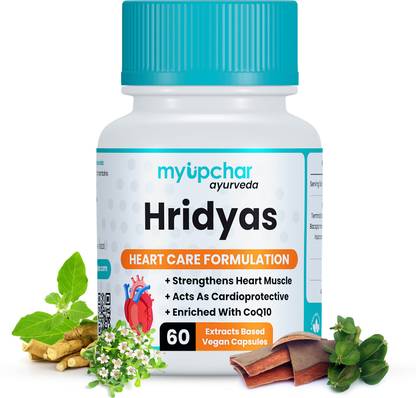 myupchar ayurveda Hridyas Capsule For Heart Care|Ashwagandha, Brahmi, Arjuna Extract Based + CoQ10