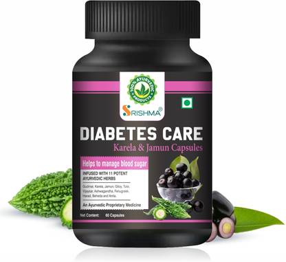 Srishma Diabetes Care Karela, Jamun Capsule Helps to Manage Blood Sugar (60 Capsules)