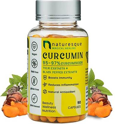 NATURESQUE Curcumin with 97% Curcuminoids Ultra-Pure, Tulsi & Black Pepper