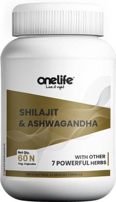 OneLife Shilajit & Ashwagandha with 100% Powerful Herbs for Power, Vitality & Stamina