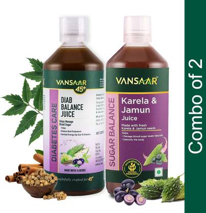 VANSAAR 45+ Karela Jamun Juice & Diab Balance Juice Combo For Effective Diabetic Care