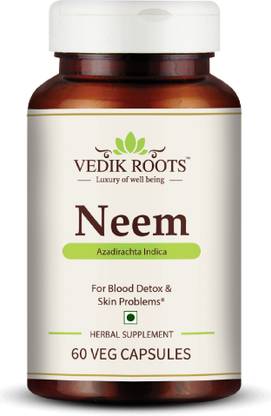 Vedikroots Neem Azadirachta Indica for blood detox and skin problems 60 Capsules