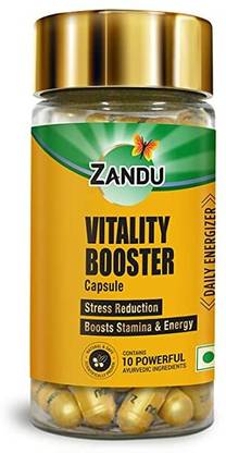 ZANDU Vitality Booster Capsules |10 powerful ingredients, boosts energy and strength