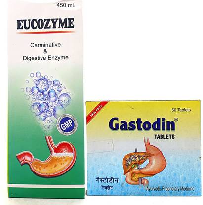 GASTODIN 60 Tablet & Eucozyme Syrup 450ml For Digestive Enzyme, Gastric Relief(Pack Of 2)