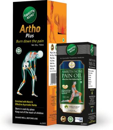 AMRITH NONI Artho Plus 750ml & Pain oil 100ml-All in One Joint Knee Muscle Pain Relief Combo