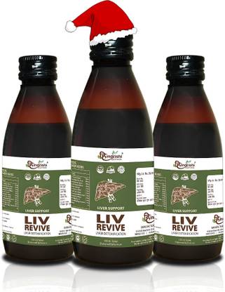 Hindrishi Ayurveda Liv-Revive Syrup - Complete Liver Detox, Pack 3