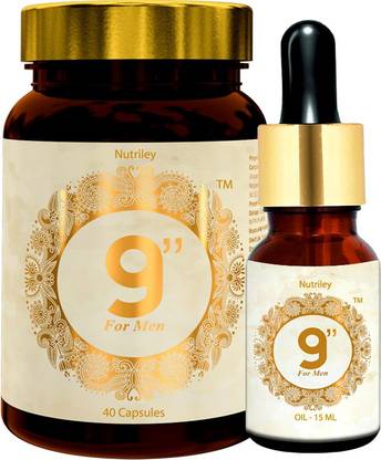 NUTRILEY 9 Inch Capsules + Lotion For Men Improves Stamina (40 Capsules + 15 ML Lotion)
