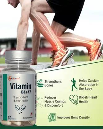 Aayatouch Vitamin D3 + K2 Capsules for Bone & Heart Health