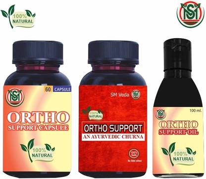 SM Veda ORTHO SUPPORT KIT 60 CAPSULE + 100 GM CHURNA + 100 ML OIL