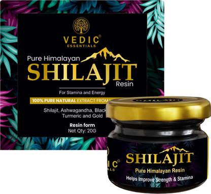 VEDIC ESSENTIALS Himalayan Shilajit Resin, Rich in Fulvic Acid For Strength, Power & Stamina 20g