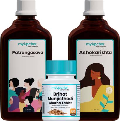 myupchar ayurveda Patrangasava & Ashokarishta Liquid Each 450 ML With Brihat-Manjisthadi 60 Tablet