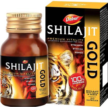 Dabur Shilajit Gold-100 % Ayurvedic Capsules for Strength , Stamina,Power -20 capsules