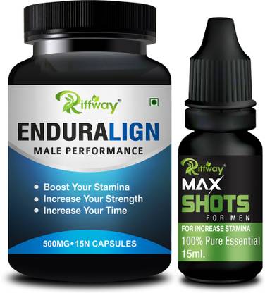 Riffway Enduralign. Formula & Max Shots Massage Oil Stamina Capsule Combo For Men