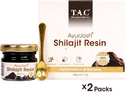TAC - The Ayurveda Co. 100% Pure & Natural Shilajit / Shilajeet Raw Liquid Resin for Immunity, Metabolism & Enhanced Stamina Pack of 2/ 2*20gm