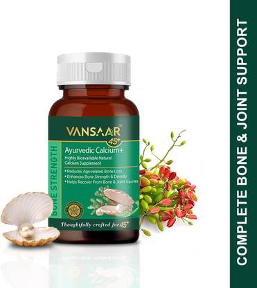VANSAAR Ayurvedic Calcium+ Tablets, Naturally Sourced Calcium & Hadjod Supplement