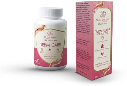 Go Ayurveda Dhanvantri Derm Care Capsule & Oil Roll On To Improve Skin Health Reduce Itching/Rashes