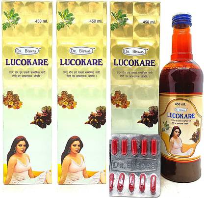 Dr. Biswas Lucokare Syrup 450ml For Women`s Health Care (Pack Of 3)