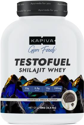 Kapiva Testofuel Shilajit Whey Protein | 25g Protein Per Scoop (2Kg Cookies & Cream)
