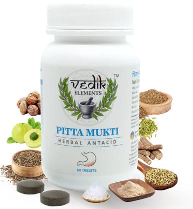 Vedik Elements Pitta Mukti (60Tab)|Remedy for Acidity, Gas, Digestive Health, Heart Burn,Nausea