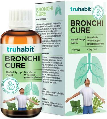 TruHabit Bronchicure Herbal Lung Detox with Ivy,Thyme- AYUSH Certified Lung Syrup (100ml)