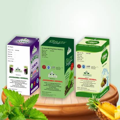 jagdamba herbal KARELA JAMUN SYRUP 1L | GILOY SYRUP 1L | T-PHALA SYRUP 1L SYRUP COMBO