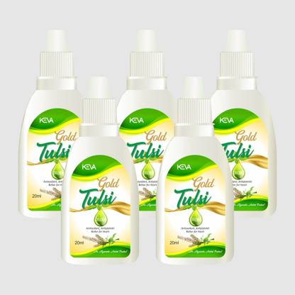 KEVA Gold Tulsi Drops Extract of 5 Rare Tulsi &Natural Immunity Boosting (Pack of 5)
