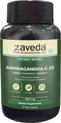 ZAVEDA Ashwagandha Extract (500 mg) | Extra Strength Advanced Formulation (30 Capsules)