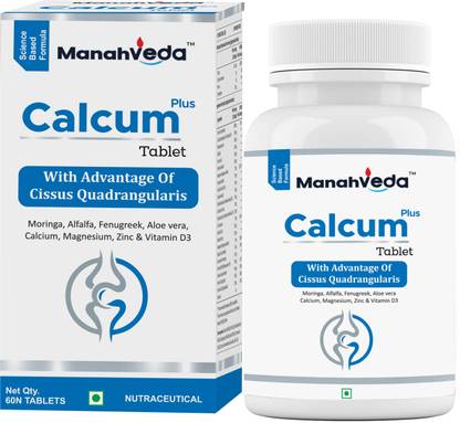 MANAHVEDA Calcum Plus 60 Tablets Calcium Supplement for Bone Health ...