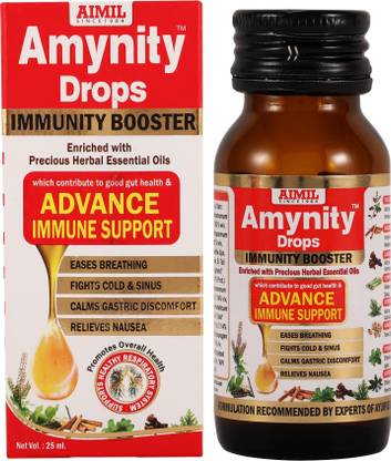 AIMIL Amynity Drops Enriched with Amla, Giloy, Tulsi, Ashwagandha, and 7 more herbs | Natural Immunity Booster (Pack of 1)