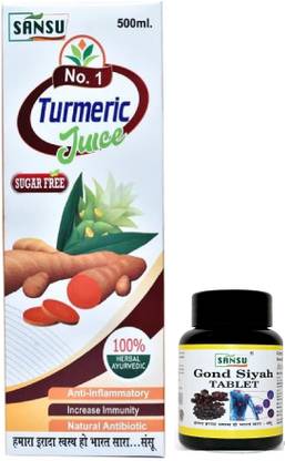 Sansu Turmeric Juice for Makes skin 500ml with Gond Siya 60 tablet