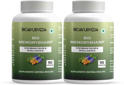 BIOAYURVEDA Bio Memorysharp Capsule for Brain Vigor and Intelligence, 90 Capsules