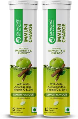 DR. VAIDYA'S Immuni Charge Effervescent, Lemon Flavour, 15 Tablets