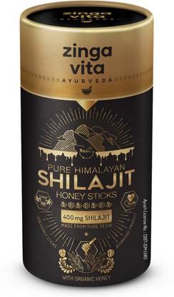 Zingavita Himalayan Shilajit Sticks with Honey & Saffron for Energy, 30 Count