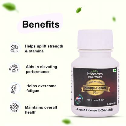 Hashmi Pharmacy Mughal-E-Azam Capsules for Men Passion, Power, and Vitality
