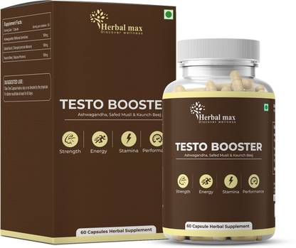 Herbal max Shilajeet, Pure Ashwagandha, Safed Musli, 60 Capsules | Only Natural ingredients