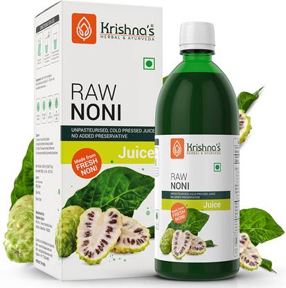 Krishna's Herbal & Ayurveda Raw Noni Juice | Unpasteurized | Sugar Free Enhance Energy | Immunity Booster | Made with Fresh Noni Fruit (Morinda citrifolia)